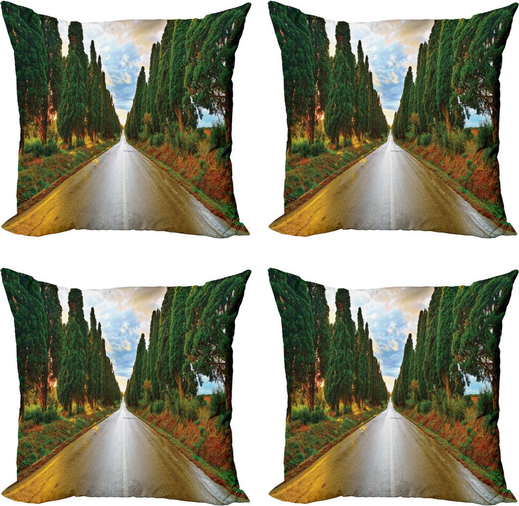 ABAKUHAUS Italienisch Kissenbezug Set (4 Stück), Europa Country Village, Moderner Doppelseitiger Digitaldruck, 45 cm x 45 cm, Mehrfarbig