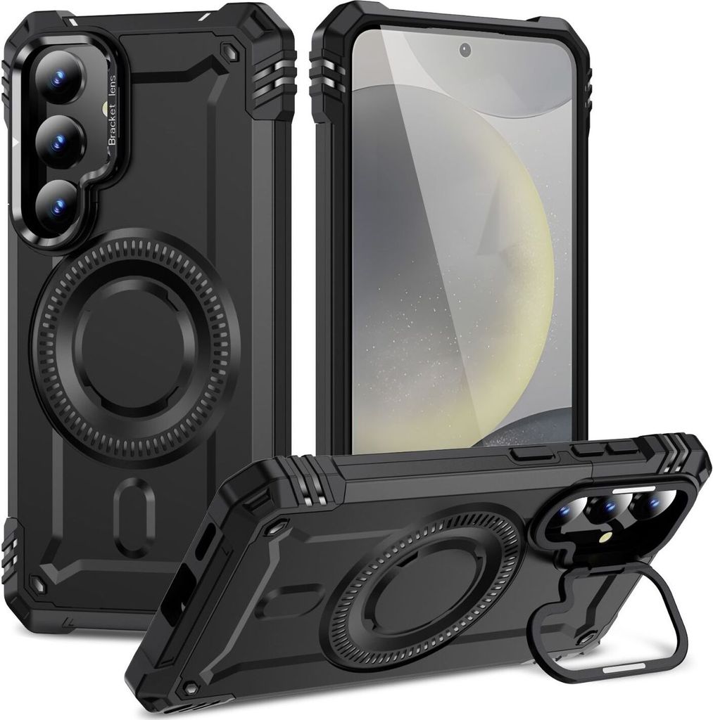 Für Samsung Galaxy S25 Plus Robuste TPU Hybrid MagSafe Ring Schutz Hülle Schwarz