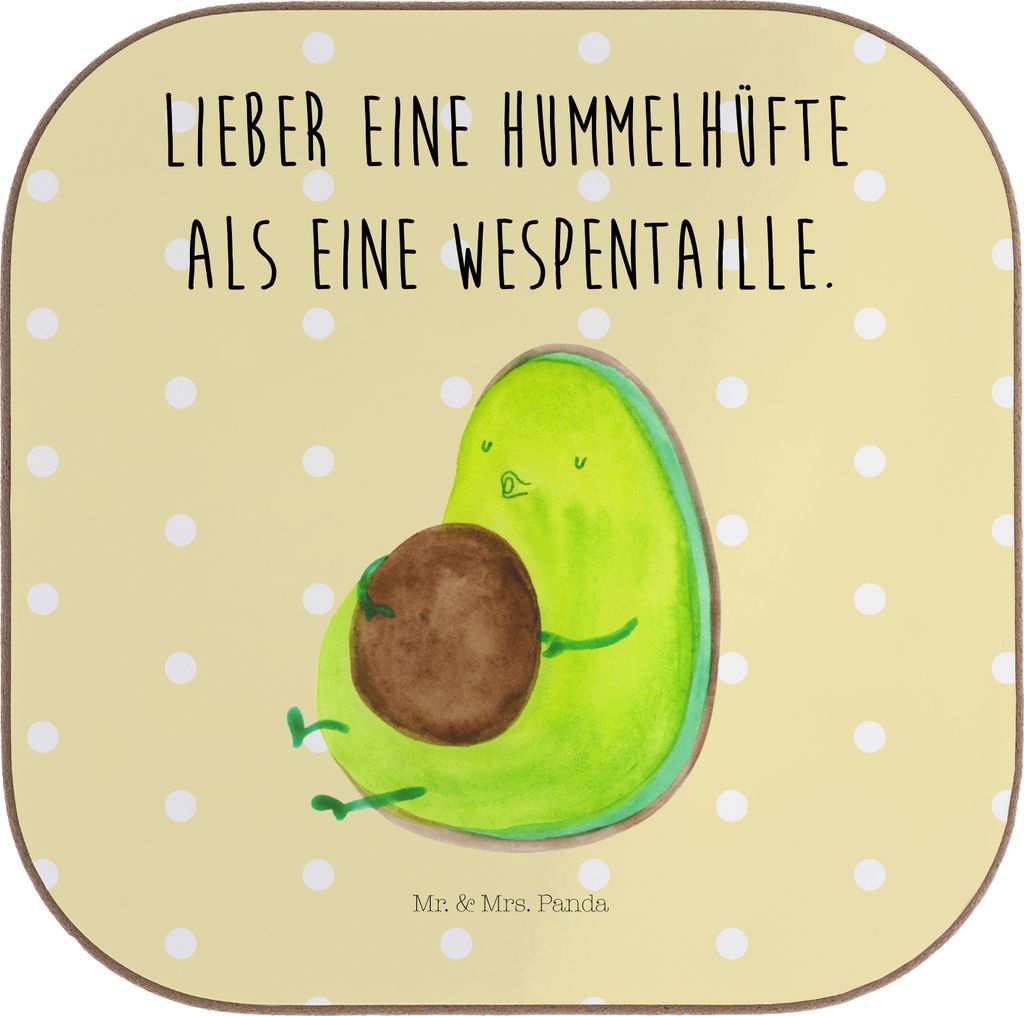 Mr. & Mrs. Panda Untersetzer Glas Avocado Pfeifen - Gelb Pastell - Geschenk, Schwanger, für Gläser, Abnehmen, gläseruntersetzer, Tassenuntersetz...