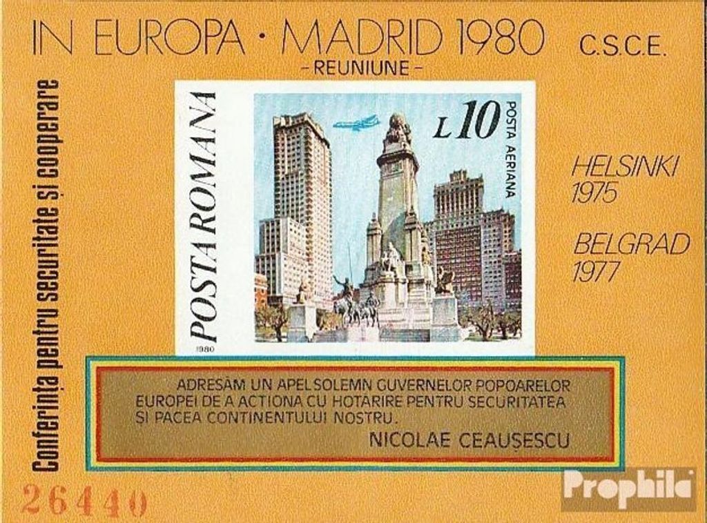Briefmarken Rumänien 1980 Mi Block175 (kompl.Ausg.) postfrisch KSZE