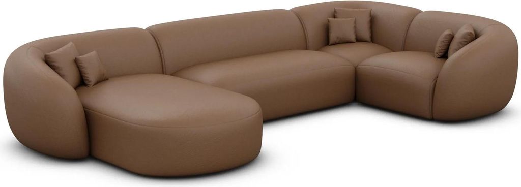 Kunstleder U-Form XL Wohnlandschaft Gaia Braun Links