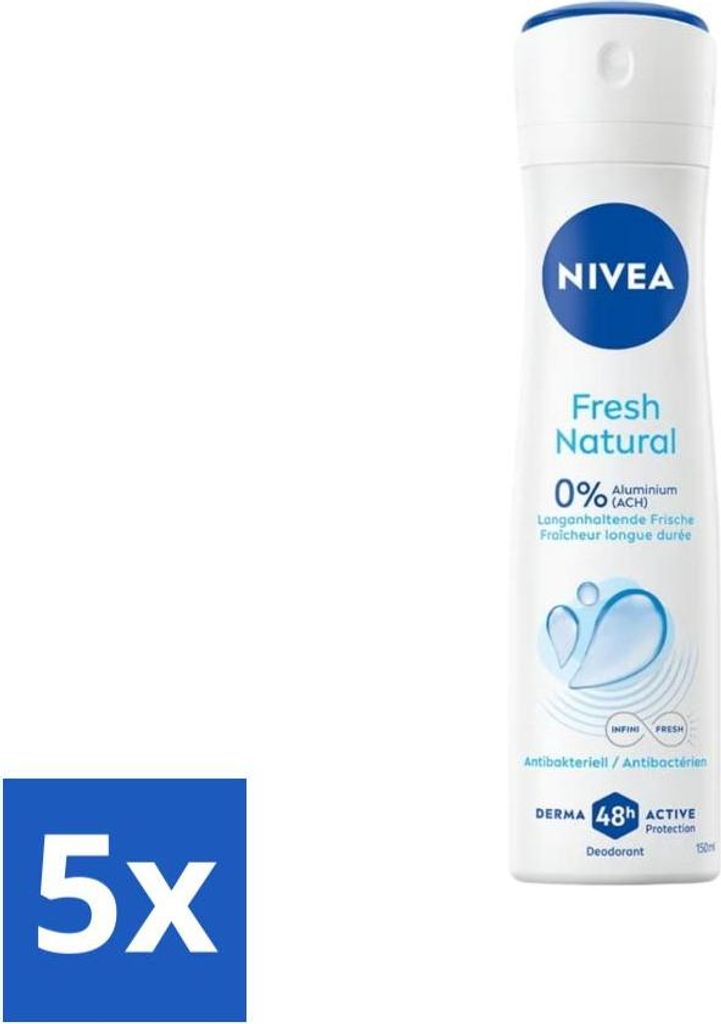 Nivea - Deodorant Spray - Fresh Natural - 48 Stunden lang anhaltend - 150 ml - Vorteilspack - 5 Stücke