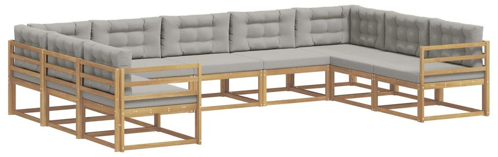 vidaXL Outdoor-Sofagarnitur mit Kissen 9 pcs Weiß und Hellgrau