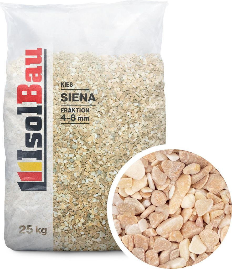 Isolbau - Zierkies 25 kg - Marmorkies 4-8 mm - Deko-Steine für Garten, Steinteppich, Aquariumkies, Ziersplitt Natursteine Gartenkies Wegkies Teich...