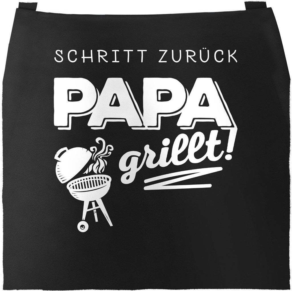 Grill-Schürze für Männer mit Spruch Schritt zurück Papa grillt Baumwoll-Schürze Küchenschürze Moonworks schwarz unisize