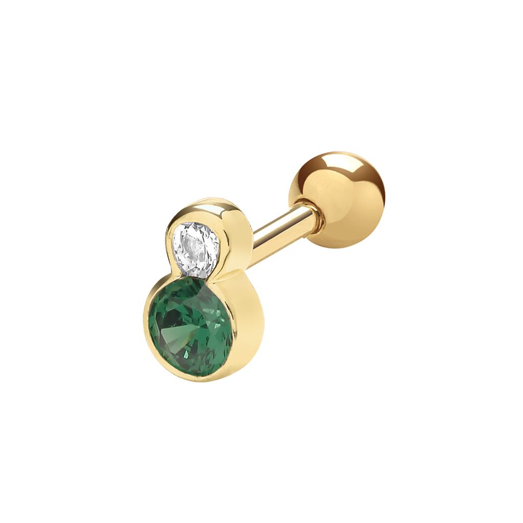 Edle 9 Karat (375) Gold Damen - Einzel Knorpel Ohrstecker mit Zirkonia - 6mm*4mm; TRS35097