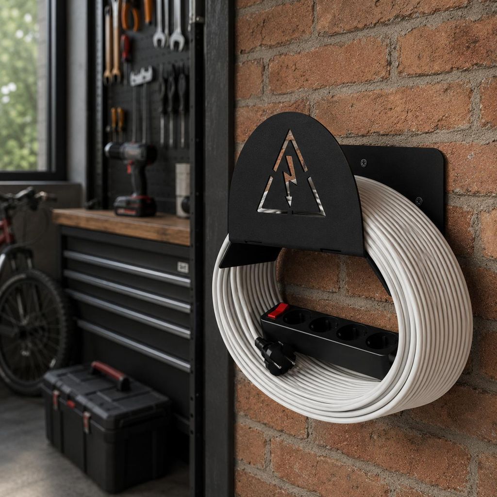 QLS Kabelhalter aus Stahl pulverbeschichtet für Garage Produktbild 