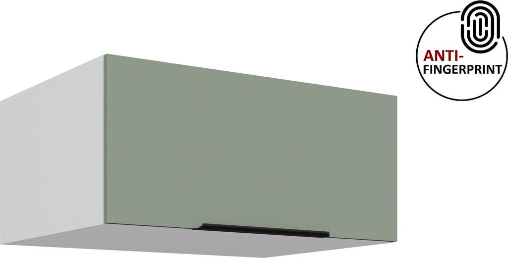 Küchen Aufsatzschrank 80 cm ARIA Aquamarin ultra matt + Weiss matt, hochwertige Fronten mit Anti Fingerprint Beschichtung Küchenzeile Küchenblock