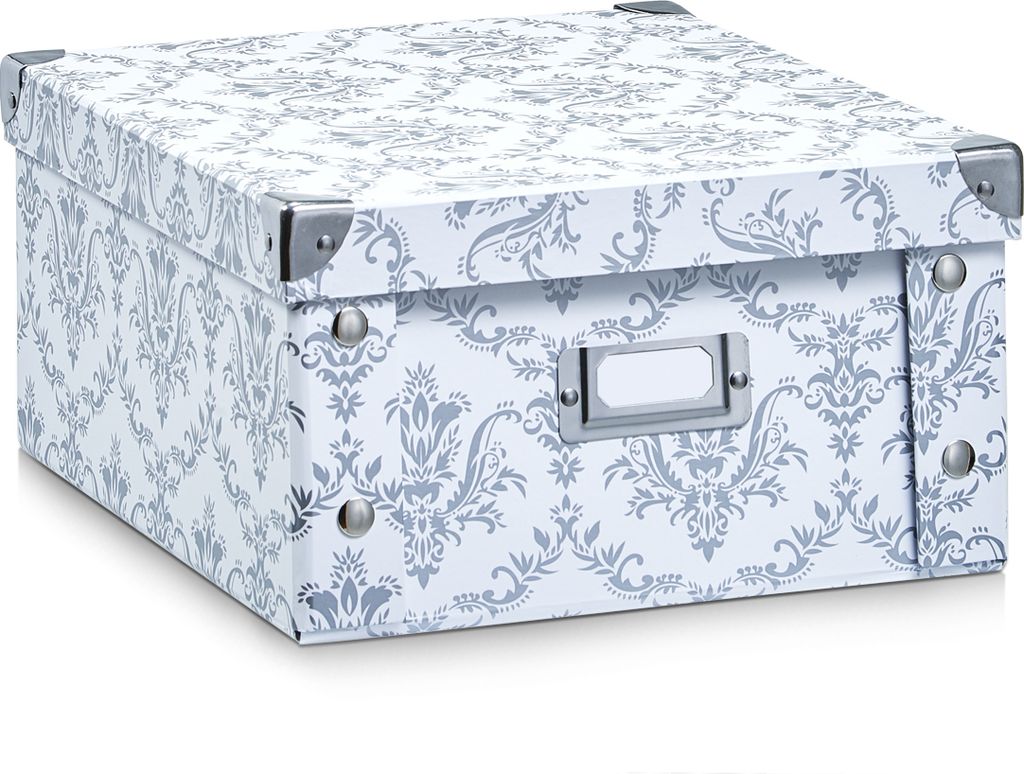 Zeller Aufbewahrungsbox "Vintage", Pappe, weiß - 31x26x14; 17972