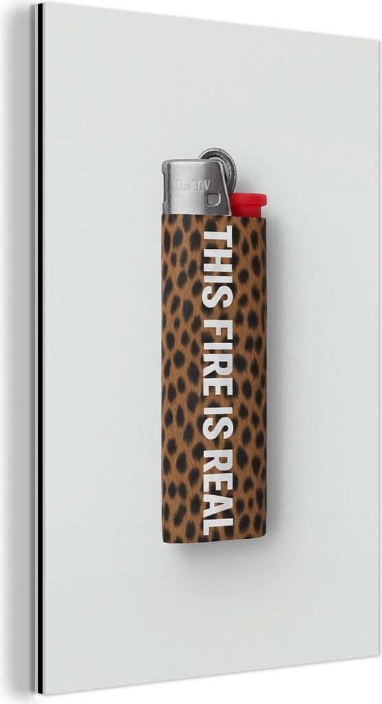 MuchoWow Wanddekoration Metall Metallbild Wandkunst 20x30 cm Feuerzeug - Zitat - Panther Druck MuchoWow Aluminium Gemälde - Alu Dibond Bild