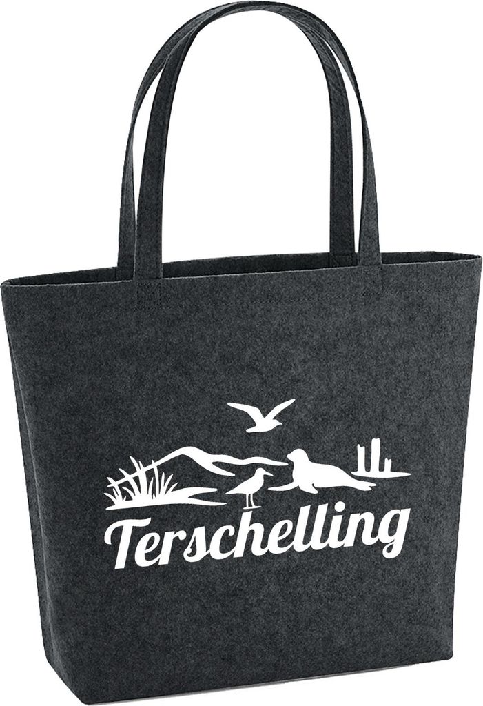 Huuraa Filzshopper Terschelling Niederlande 22 Liter Charcoal Melange Filztasche Geschenkidee