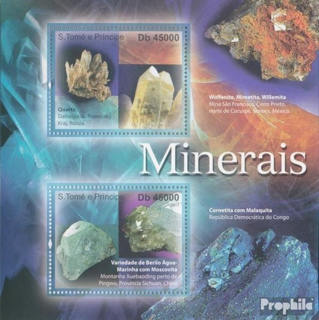 Briefmarken Sao Tome e Principe 2011 Mi Block 824 (kompl. Ausgabe) postfrisch Mineralien