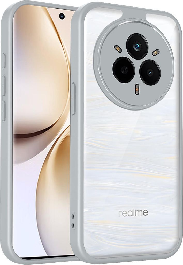 Hülle für Realme 14 Pro Transparente Rückseite TPU Bumper Stoßfest Handyhülle Grau