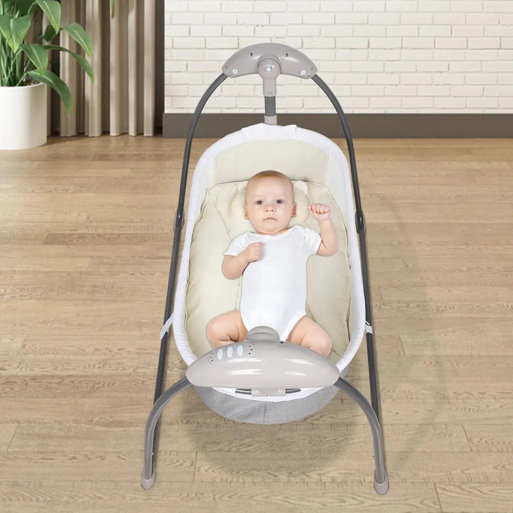 Transat électrique bébé pour faciliter le sommeil avec télécommande gris