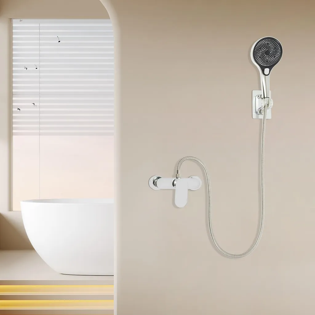 Mitigeur de Douche Mural à 3 Modes avec Pommeau Large Rectangulaire