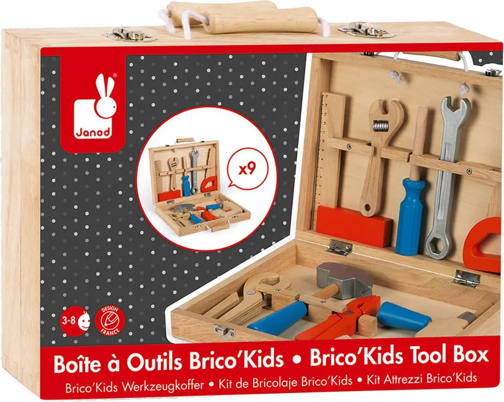 Boîte à outils Janod Bricokids - Premier jouet d'imitation bricolage