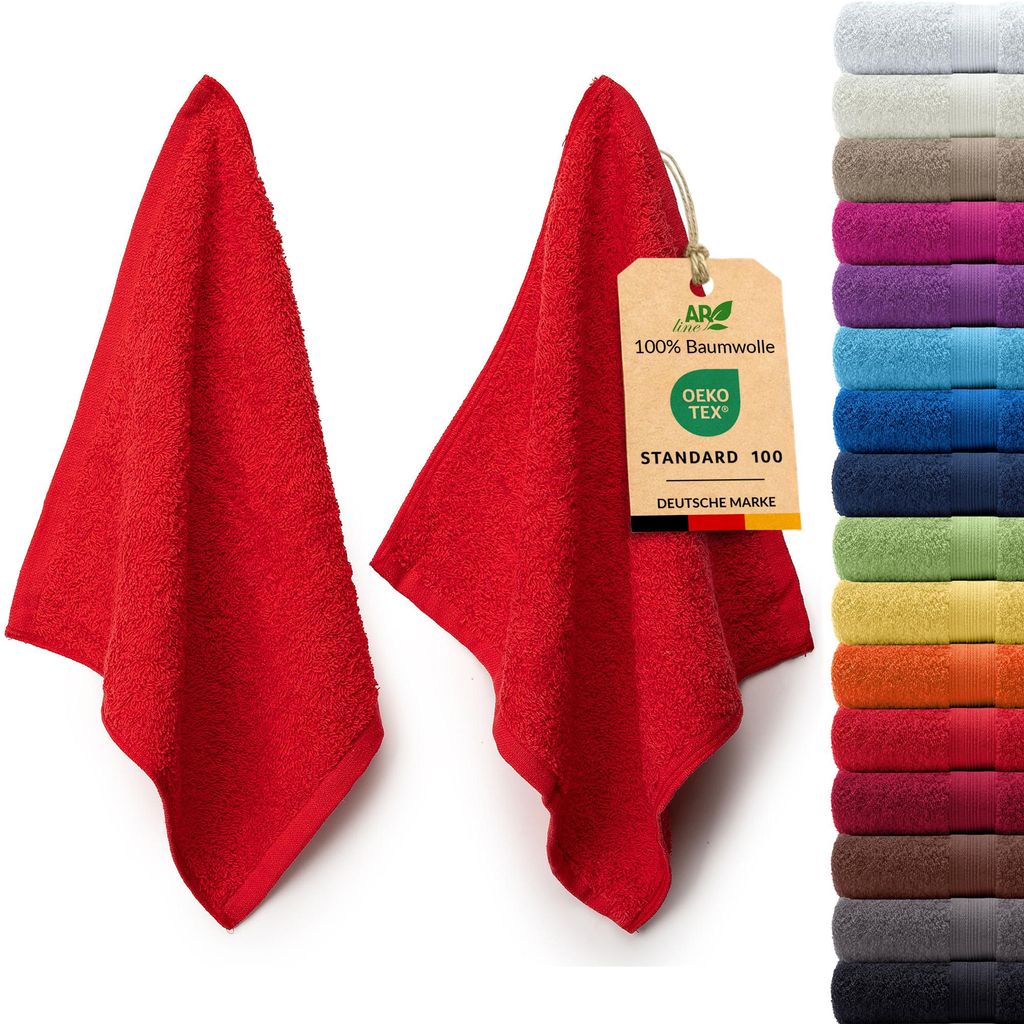 2er-Set ARIZONA Handtuch-Serie von AR Line – 100% Baumwolle, 500 g/m², 2er-Set Seiftücher 30x30 cm, Farbe: Rot