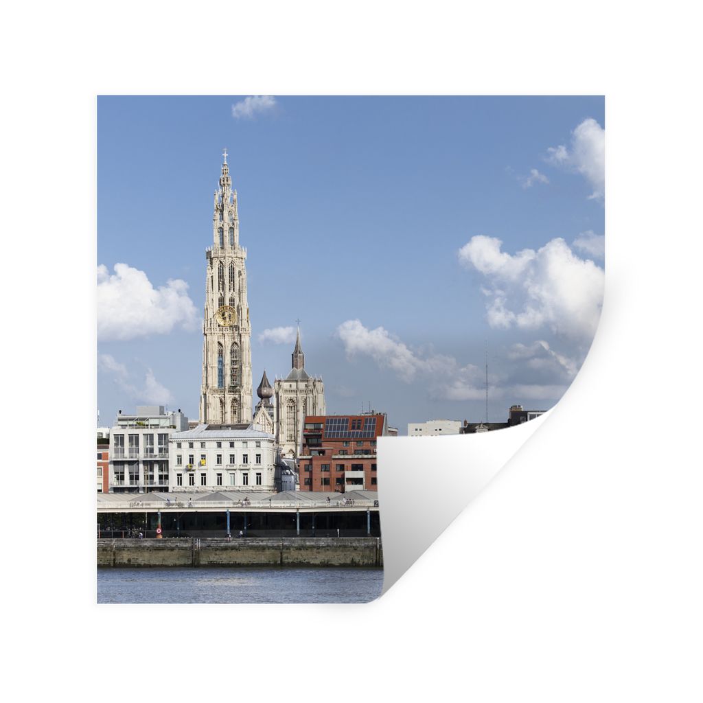 MuchoWow Wandtattoo Wandsticker Wandaufkleber Architektur - Wasser - Antwerpen 30x30 cm Selbstklebend und Repositionierbar - Repositionierbar - W...