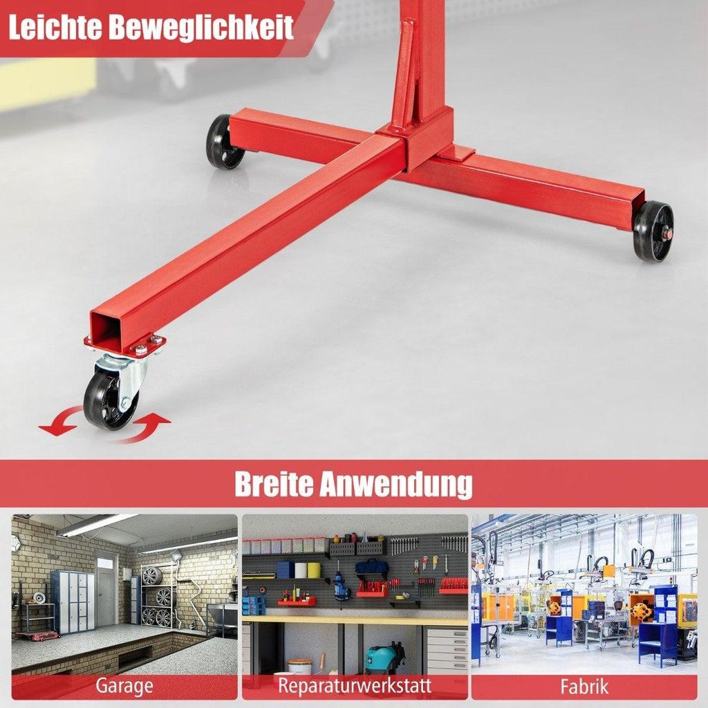 Motorständer 340 kg Motorheber 360° drehbar mit 4 verstellbaren Armen Motorhalter für Garagen