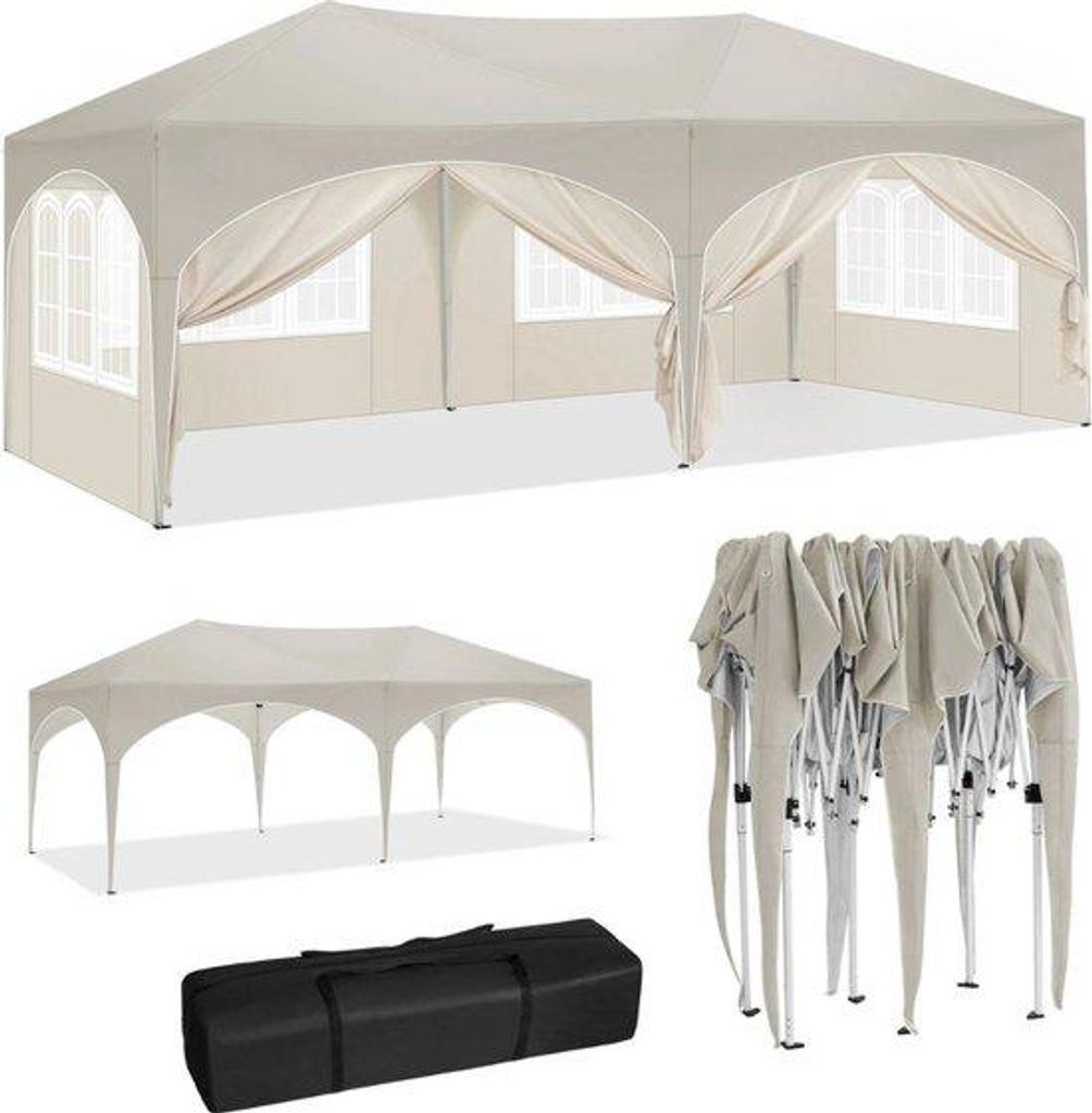 Wasserdichte Gartenlaube 6x3m weiß mit UV-Schutz