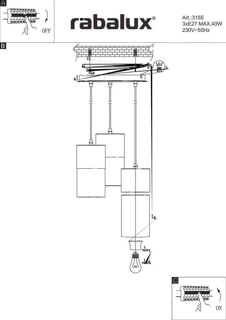 Luminaire suspension pour table à manger Zelkova argent 3 spots E27 - 5