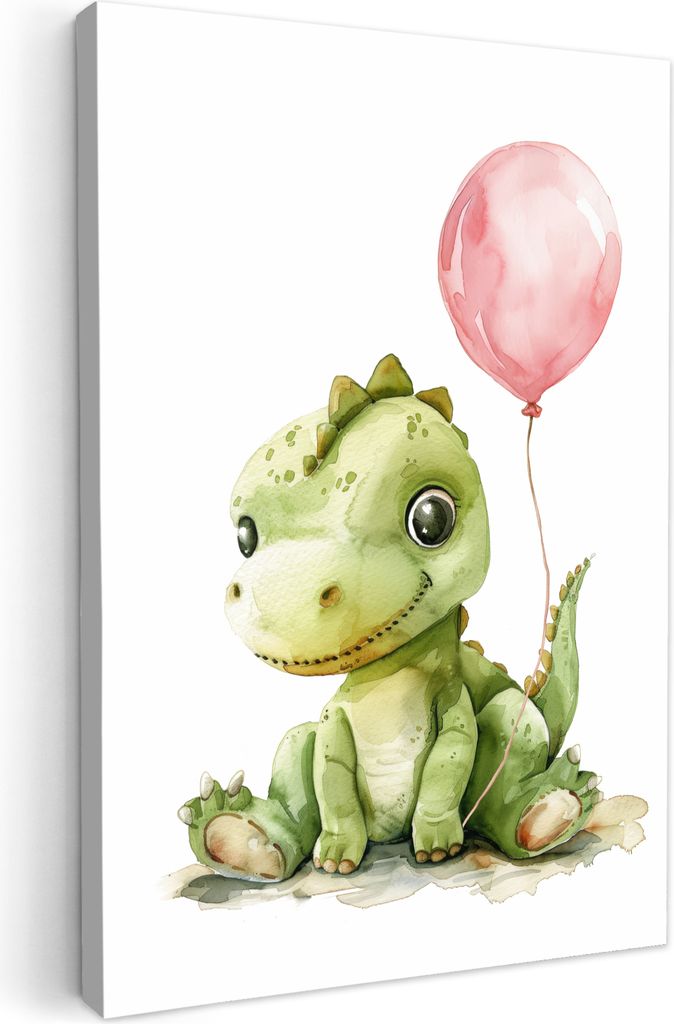 Leinwand Bilder 40x60 cm - Kinder Ballon - Elefant - Rosa, Bilder Wohnzimmer Modern, Wanddeko