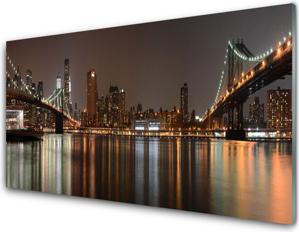 Küchenrückwand aus Glas 100x50cm Spritzschutz Stadt Brücken Architektur