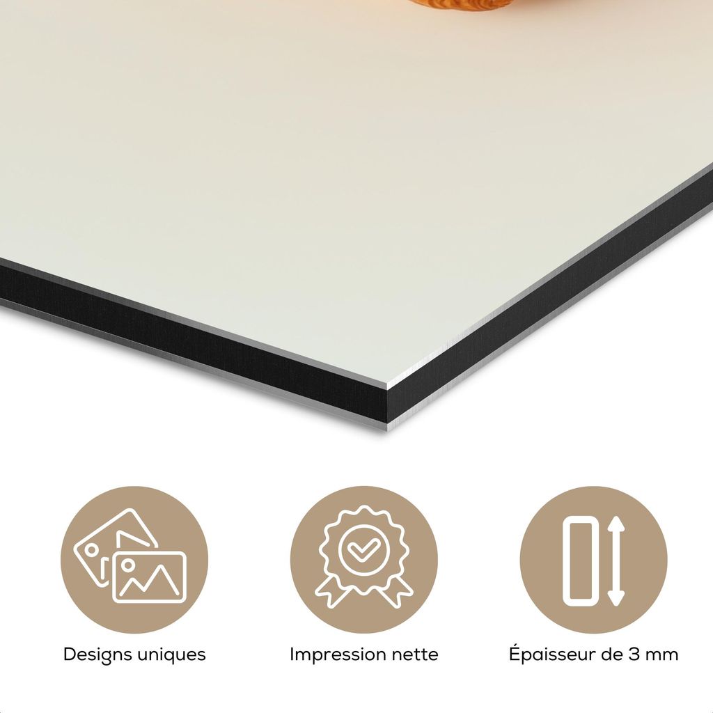 MuchoWow Wanddekoration Metall Metallbild Wandkunst 60x40 cm Croissant - Brot - Beige MuchoWow Aluminium Gemälde - Gemälder