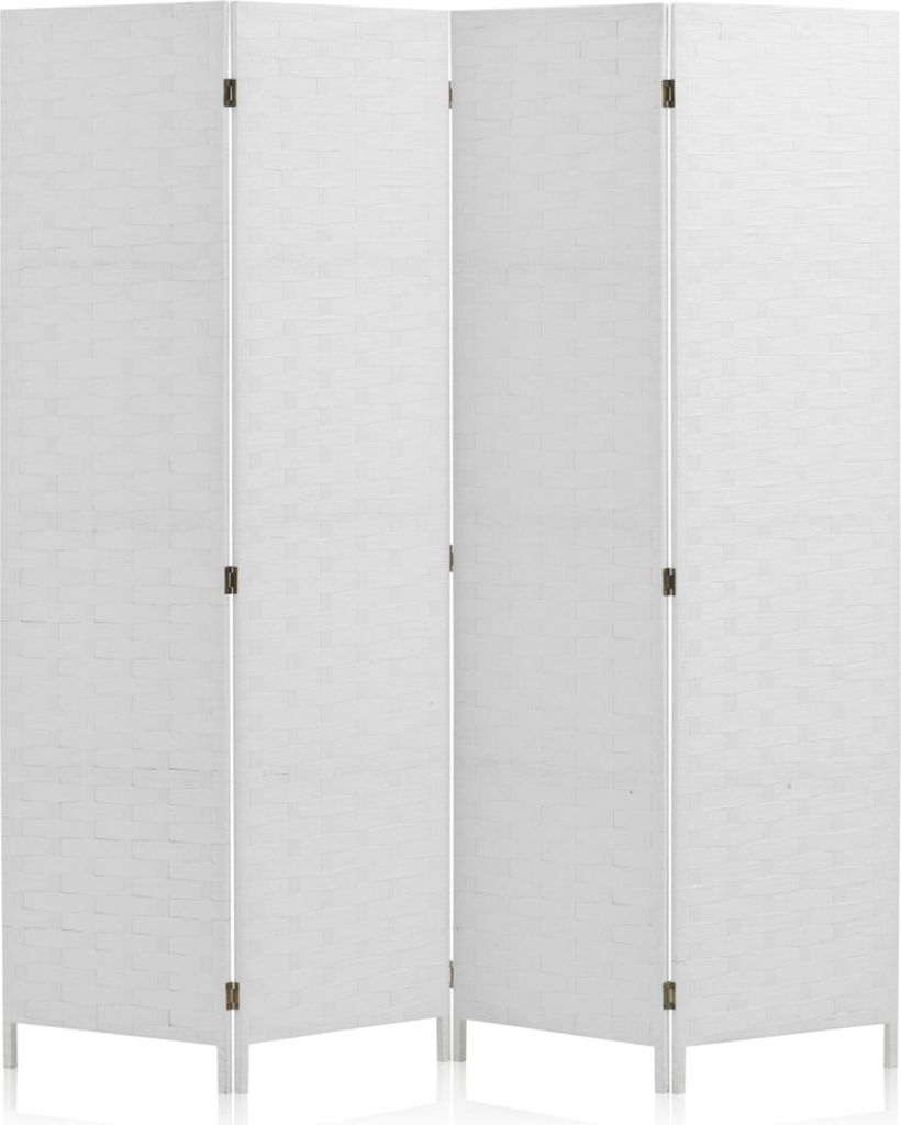 Makika Trennwand / Raumteiler aus Papier und Holz Faltbar - Weiß Eckig