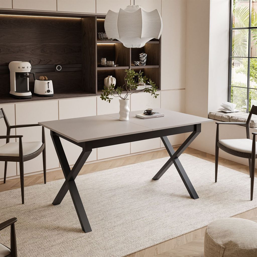 ARTON II ausziehbarer Tisch 140 cm, Schwarze Metalbeine X, Produktbild 