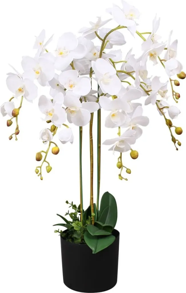 Orchidea Artificiale Bianca Grande 75cm | Ideale per Ufficio e Reception