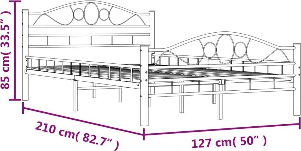 vidaXL Rama łóżka biała metalowa 120x200 cm Zdjęcie produktu 8