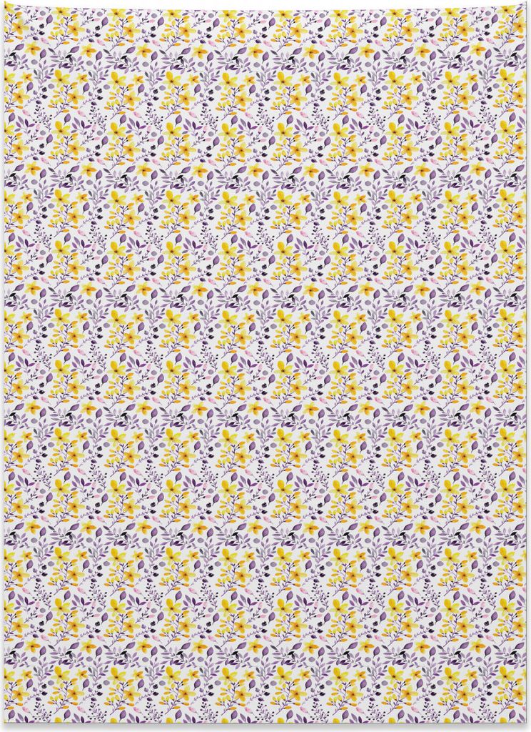 Abakuhaus Blumen Wandteppich, Laub von Gartenpflanzen aus Weiches Mikrofaser Stoff Kein Verblassen Klare Farben Waschbar, 110 x 150 cm, Ringelblume...