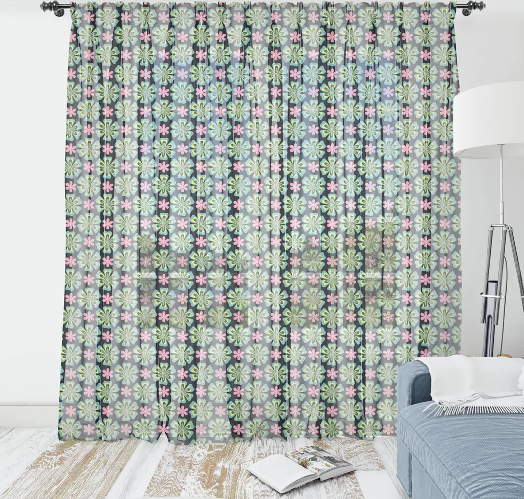 Abakuhaus Arazzo Floreale Satin 160x274 cm Rosa Verde Acqua Decorativo
