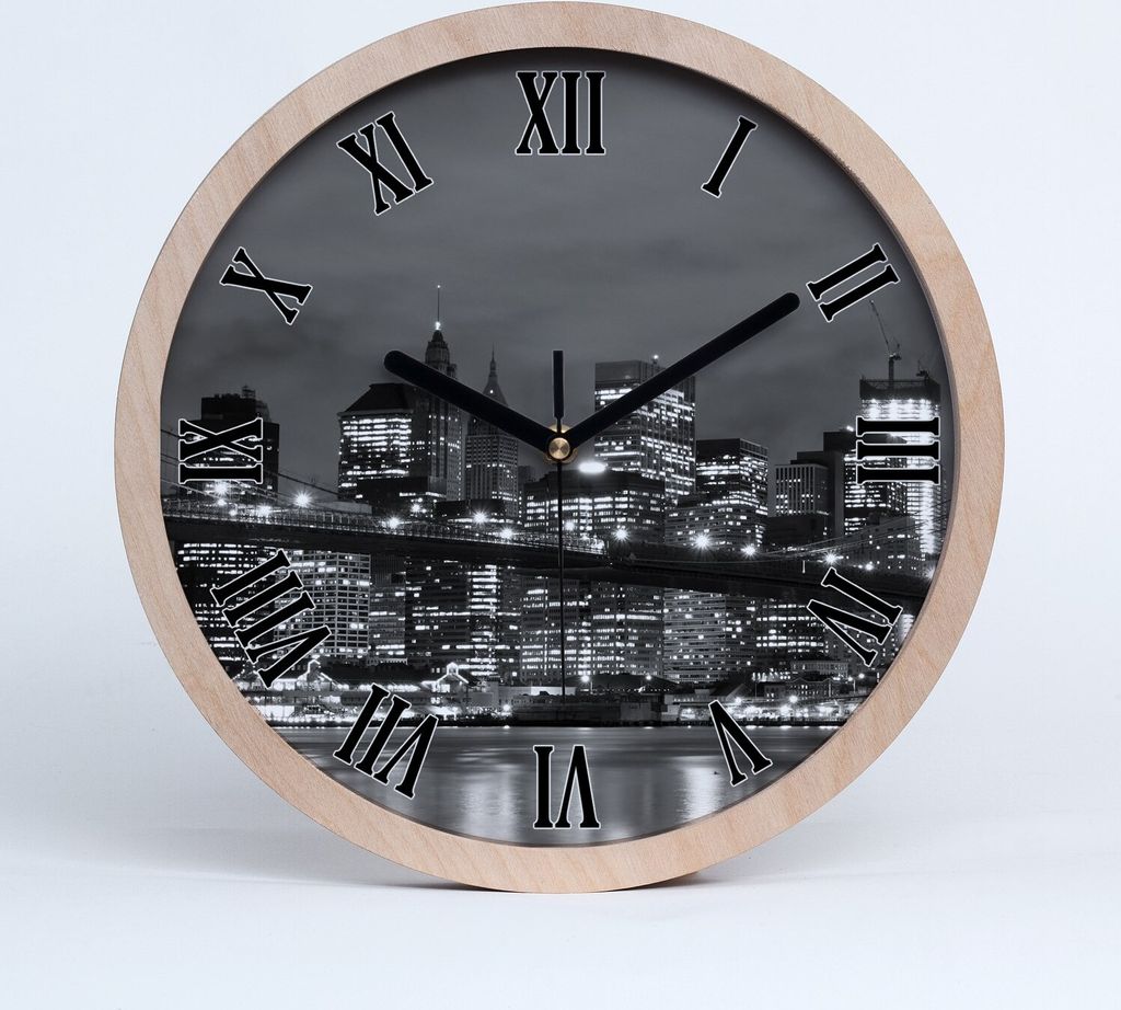 Holzuhr 20fi cm wanduhr - schwarze Spitzen - Manhattan New York