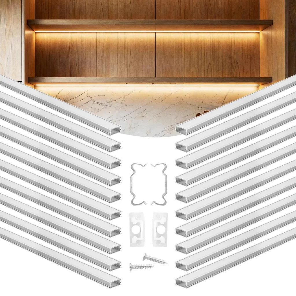 Évitez les Points LED - Lot 20 Profilés Aluminium 2m avec Cache Laqué
