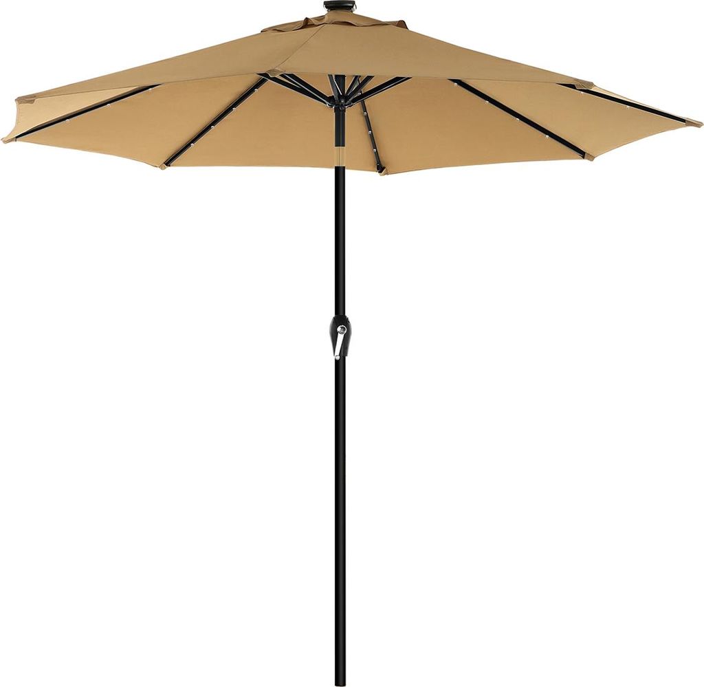 Sonnenschirm mit LED-Solarbeleuchtung, taupe