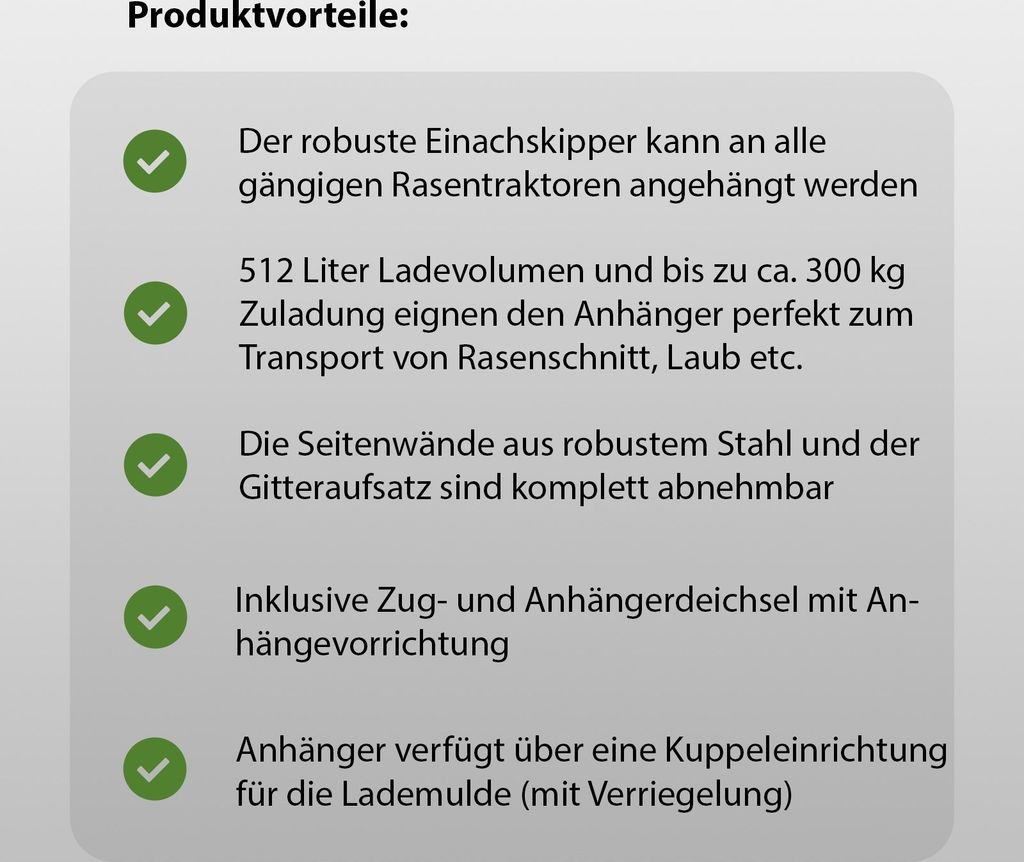 Rasentraktor Anhänger Kippanhänger 300 kg kippbar mit Produktbild 12