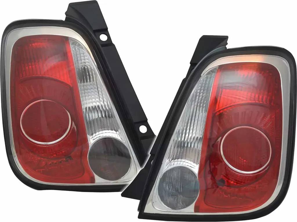 Set Fanali Posteriori Fiat 500 Rosso Bordo Nero Sinistro + Destro Omologati