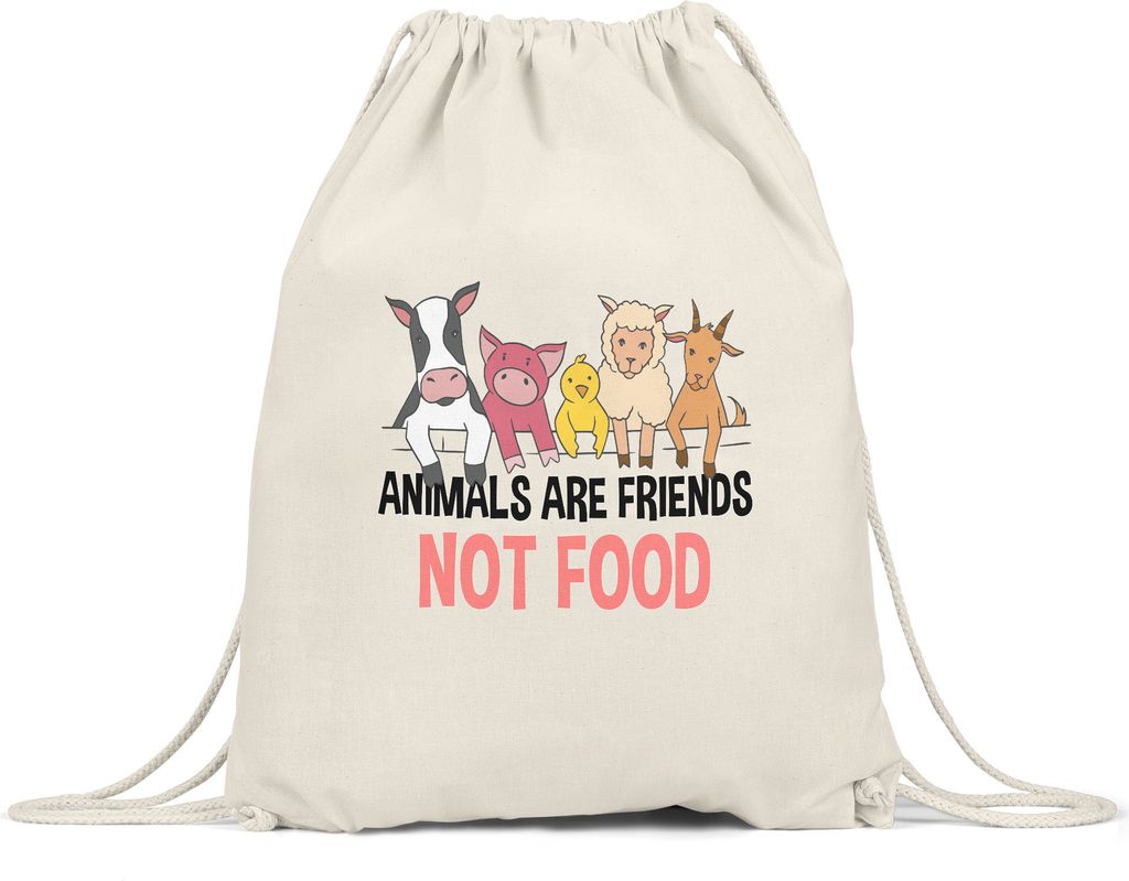 Animals Are Friends Not Food Turnbeutel Gymsack Vegan Vegetarier Geschenkidee Plant-Based Tierwohl