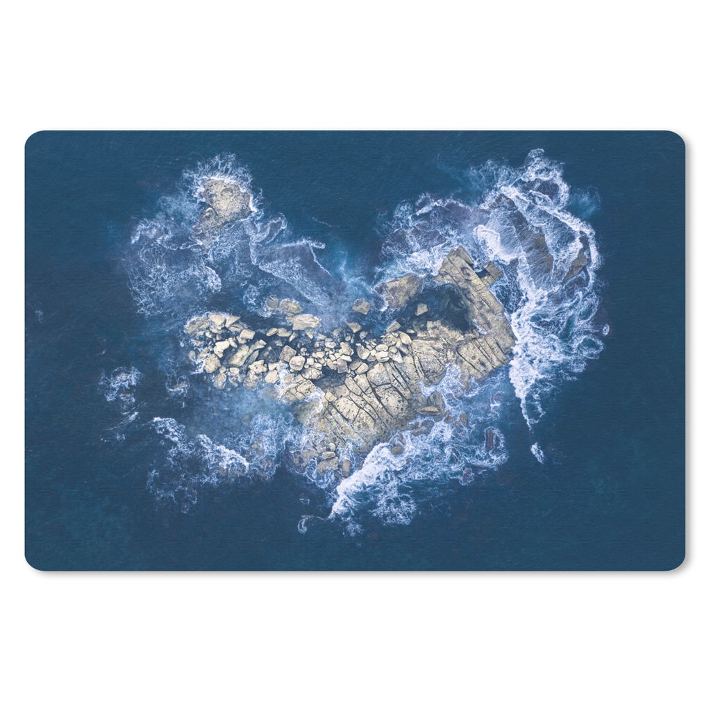 MuchoWow Schreibtischunterlage Wellen - Steine - Herz 60x40 cm - XXL Mauspad - Großes Mauspad