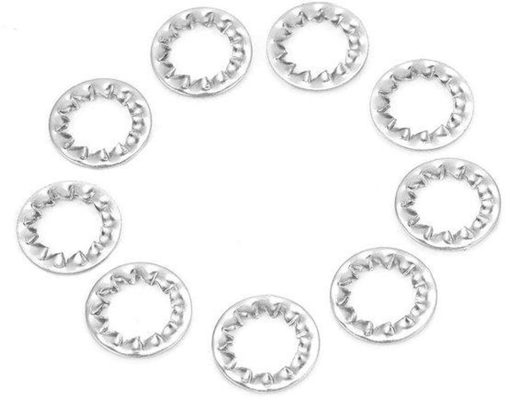 RVS gekartelde Lock Washer Externe Tandenwasmachines Assortiment Set M3 M4 M5 M6 M8 M10 M12 M16 - Roestvrijstalen Tandringen