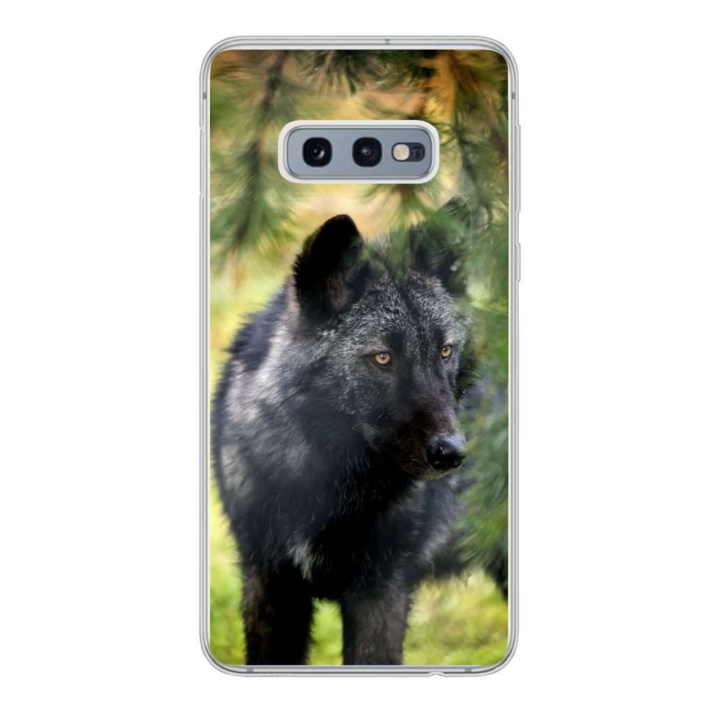 MuchoWow Handyhülle Schutzhülle Hülle für Samsung Galaxy S10e Wolf - Makro - Blätter Silikon Softcase Handy Hülle - Handy