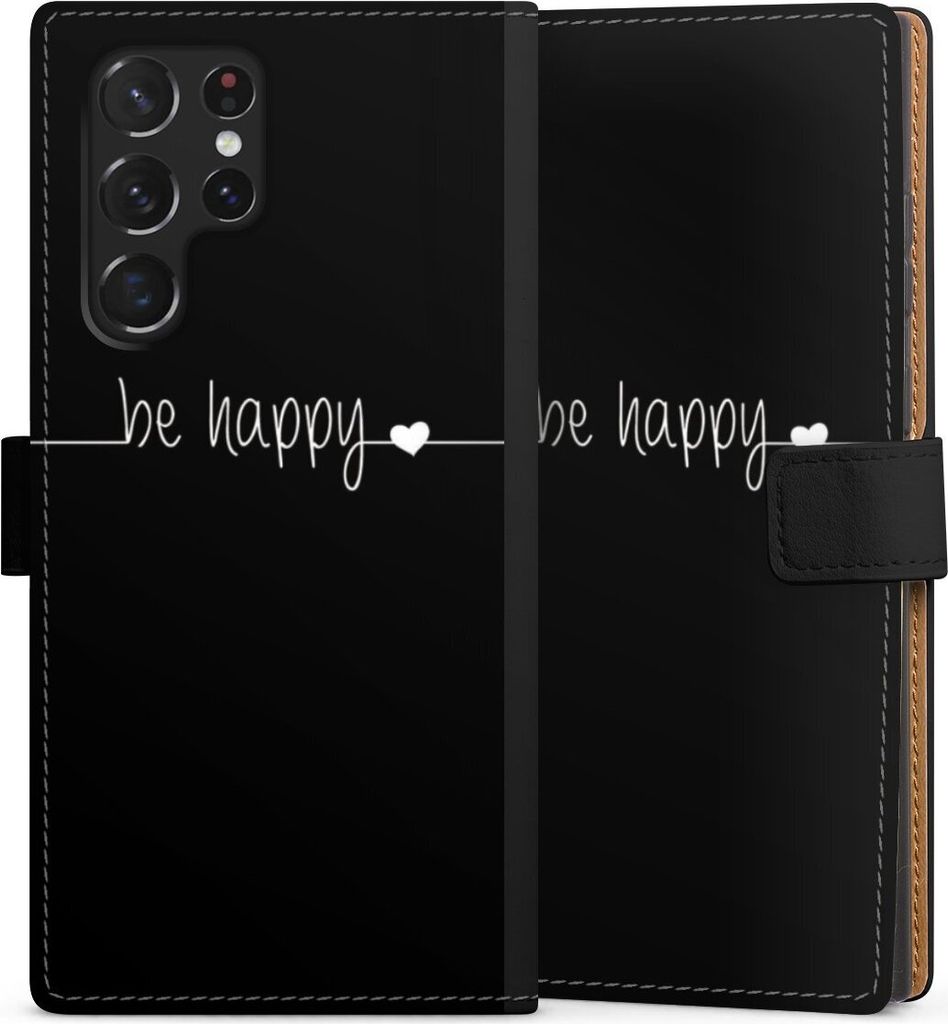 DeinDesign Klapphülle für Samsung Galaxy S22 Ultra Handytasche Lederhülle Tasche Glück Sprüche Statement