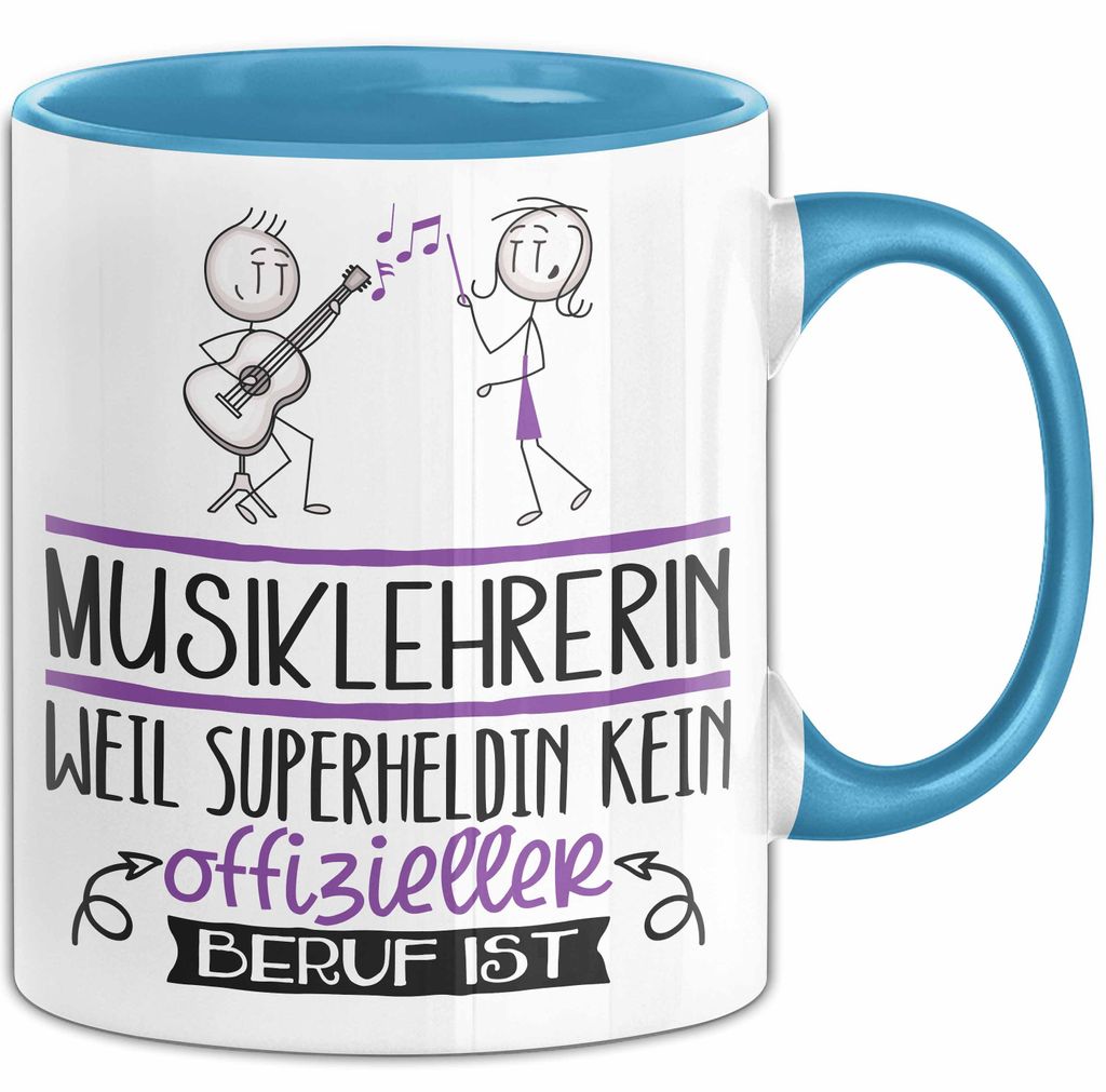 Musiklehrerin Geschenk Tasse Lustiger Spruch Musiklehrerin Weil Superheldin Kein Offizieller Beruf Ist Geschenkidee (Blau)