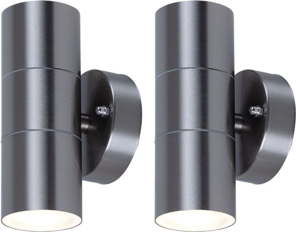 2er Set RGB LED Wandleuchte, Edelstahl, Glas, Fernbedienung