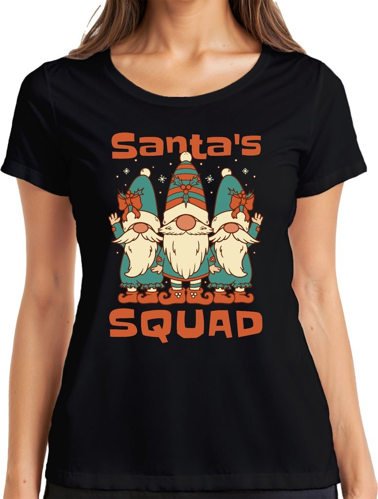Santa's Squad Schweden Gnome Wichtel - Weihnachten Weihnachtsgeschenk Christmas Damen T-Shirt, Schwarz, M