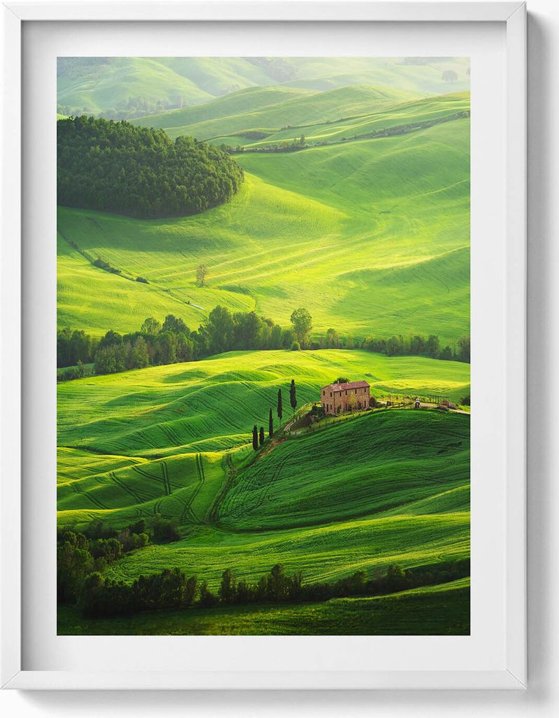 Schöne Naturlandschaft Italien– Wandbild mit Rahmen – Gerahmtes Bild – Wanddekoration – 60x80 cm – Weiß Rahmen