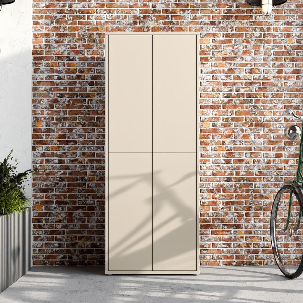 Forte ALICE SPRINGS Schuhschrank 70 80, moderner Flurschrank mit 4 Türen und 8 Einlegeböden, Holzwerkstoff, Kaschmir/Beige, 74,5 cm breit x 191,9...