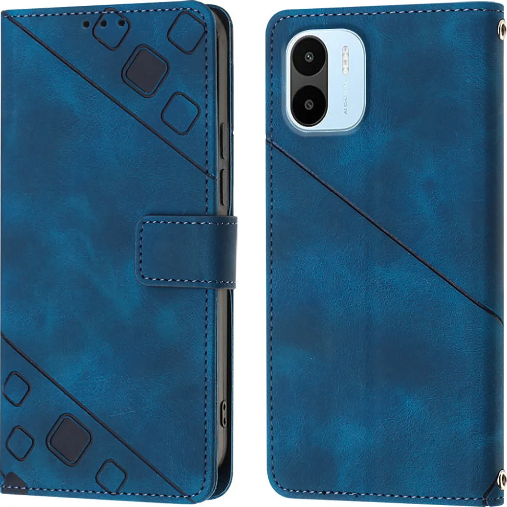 Custodia Portafoglio Xiaomi Redmi A1 Blu - Cover Antiurto in Rilievo
